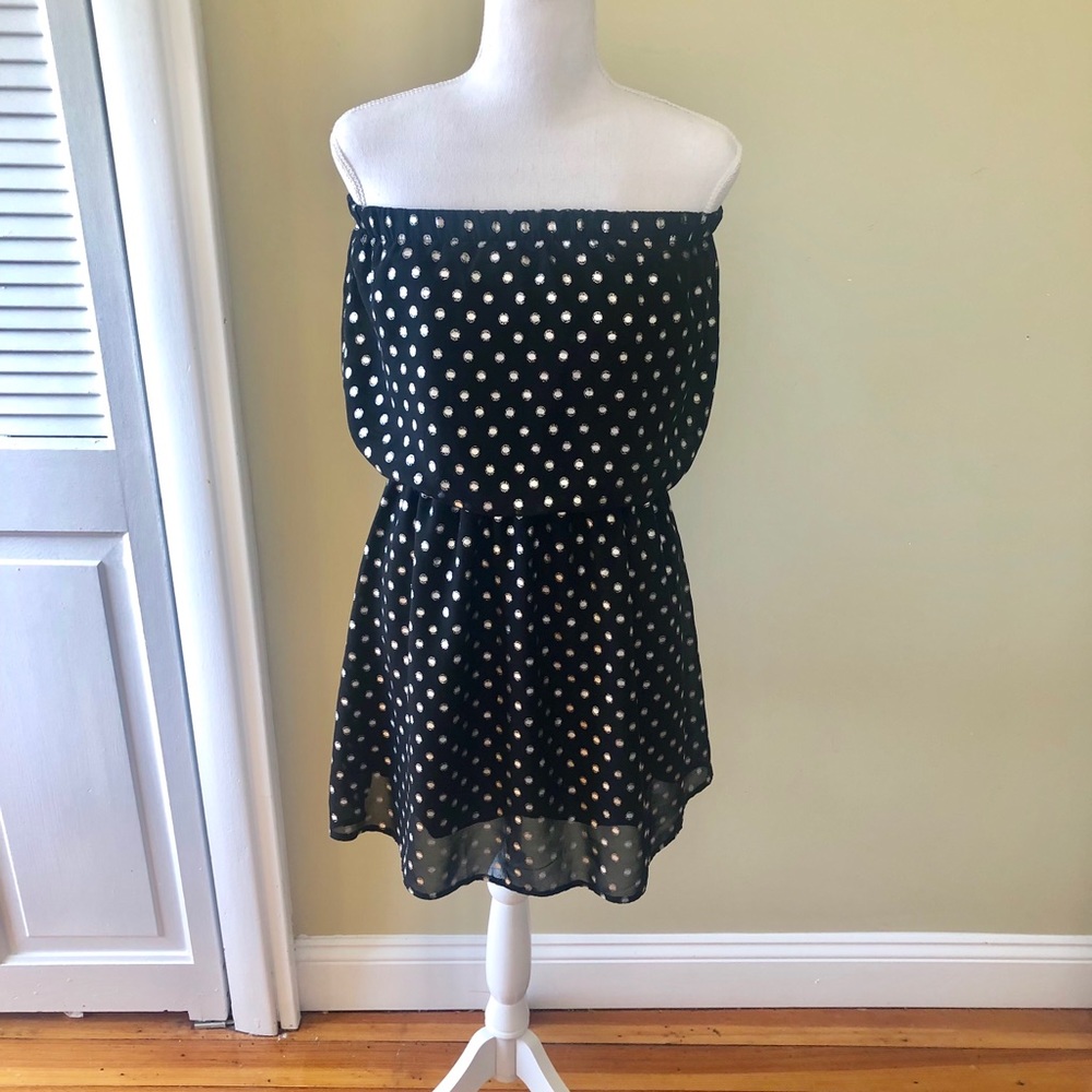 Poof Couture Black & Silver Strapless Dress